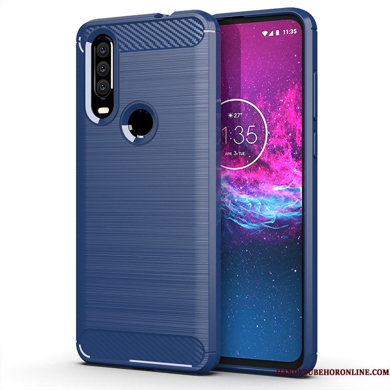 Hoesje Motorola One Action Zacht Rood Zijde, Hoes Motorola One Action Siliconen Patroon Anti-fall