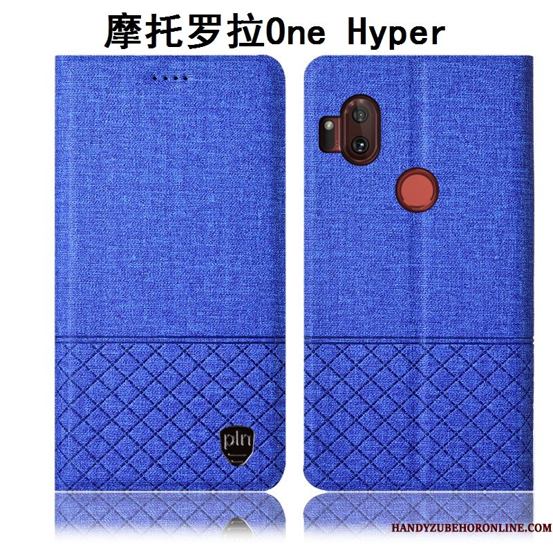 Hoesje Motorola One Hyper Folio Grijstelefoon, Hoes Motorola One Hyper Leer Katoen En Linnen Anti-fall