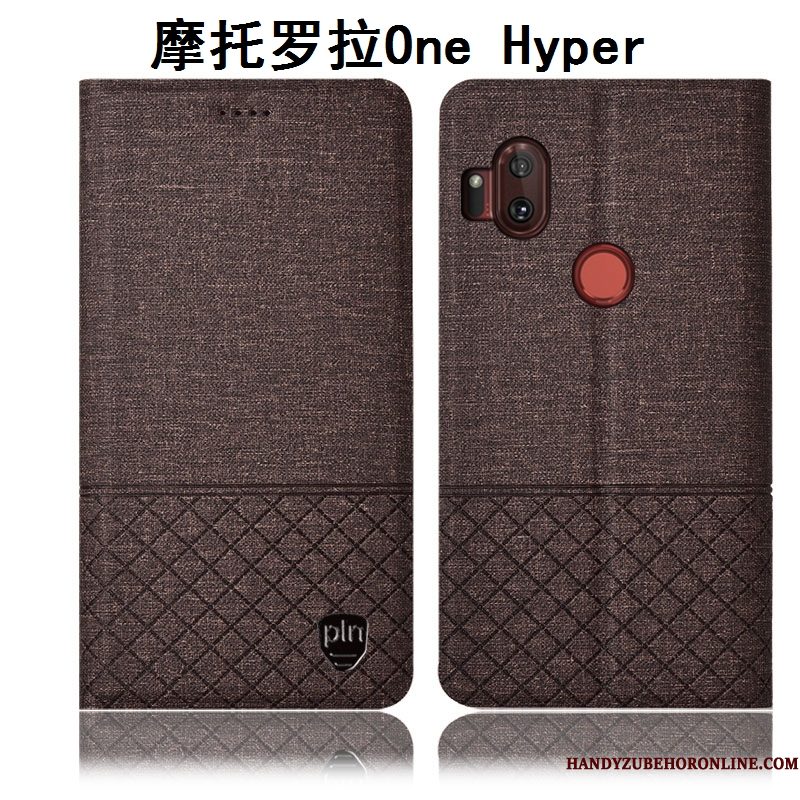 Hoesje Motorola One Hyper Folio Grijstelefoon, Hoes Motorola One Hyper Leer Katoen En Linnen Anti-fall