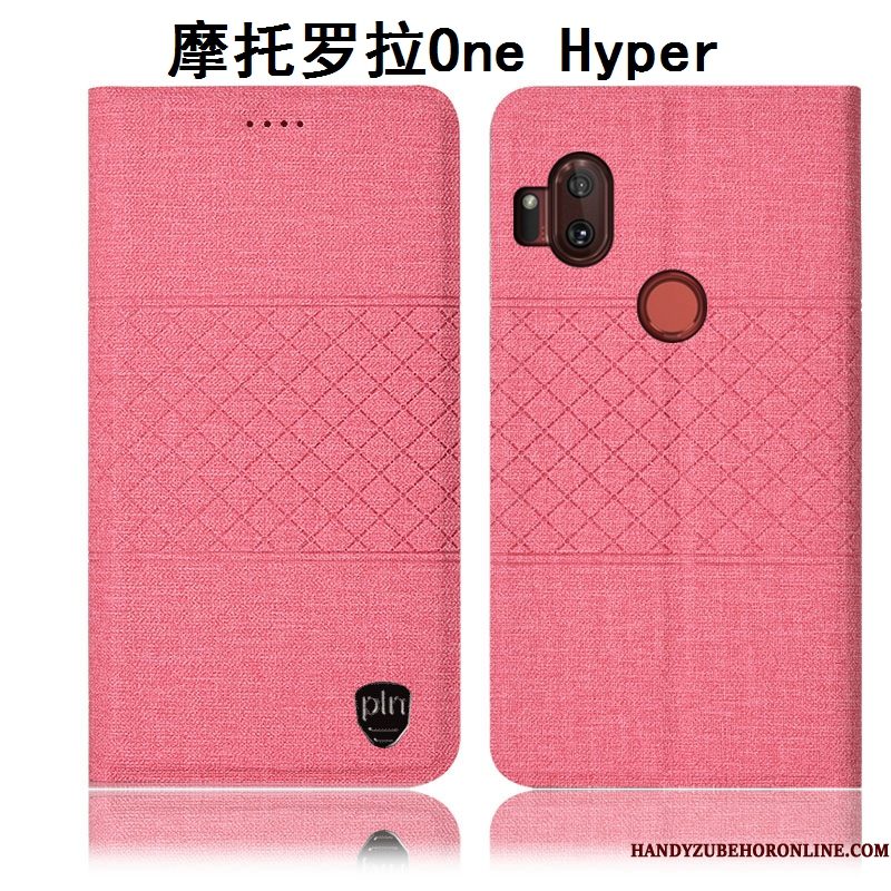 Hoesje Motorola One Hyper Leer Grijs Anti-fall, Hoes Motorola One Hyper Bescherming Katoen En Linnentelefoon