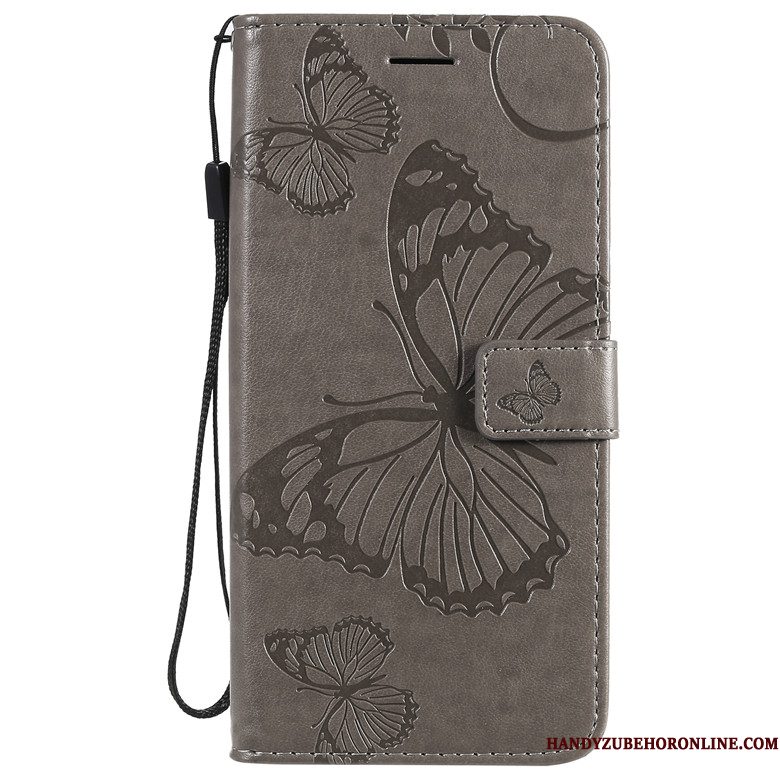 Hoesje Motorola One Macro Bescherming Telefoon Vlinder Bloemen, Hoes Motorola One Macro Leer Purper