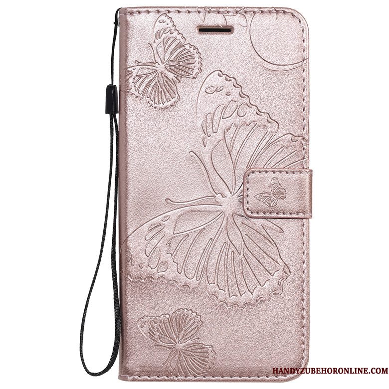 Hoesje Motorola One Macro Bescherming Telefoon Vlinder Bloemen, Hoes Motorola One Macro Leer Purper