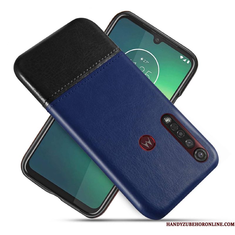 Hoesje Motorola One Macro Scheppend Bedrijftelefoon, Hoes Motorola One Macro Leer Zwart Twee Kleuren