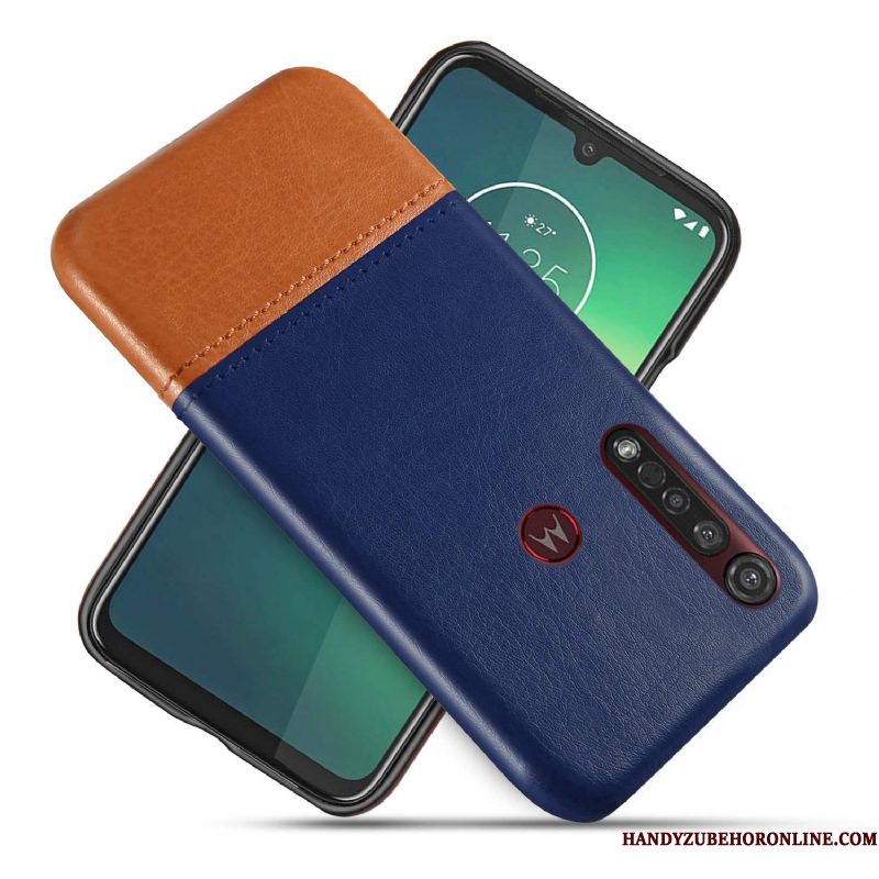 Hoesje Motorola One Macro Scheppend Bedrijftelefoon, Hoes Motorola One Macro Leer Zwart Twee Kleuren