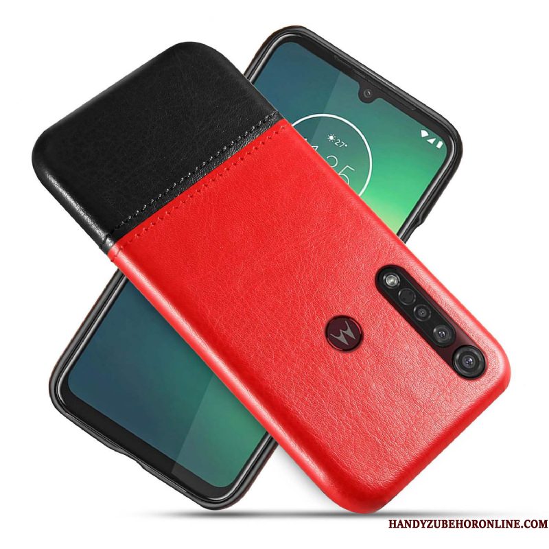 Hoesje Motorola One Macro Scheppend Bedrijftelefoon, Hoes Motorola One Macro Leer Zwart Twee Kleuren