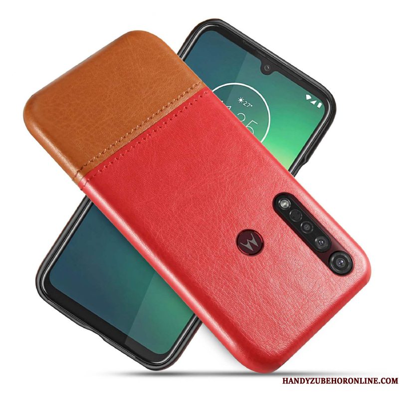 Hoesje Motorola One Macro Scheppend Bedrijftelefoon, Hoes Motorola One Macro Leer Zwart Twee Kleuren