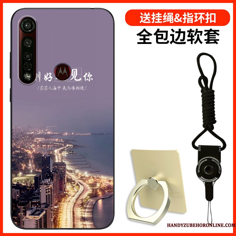 Hoesje Motorola One Macro Siliconen Zwarttelefoon, Hoes Motorola One Macro Bescherming Trendy Merk Anti-fall