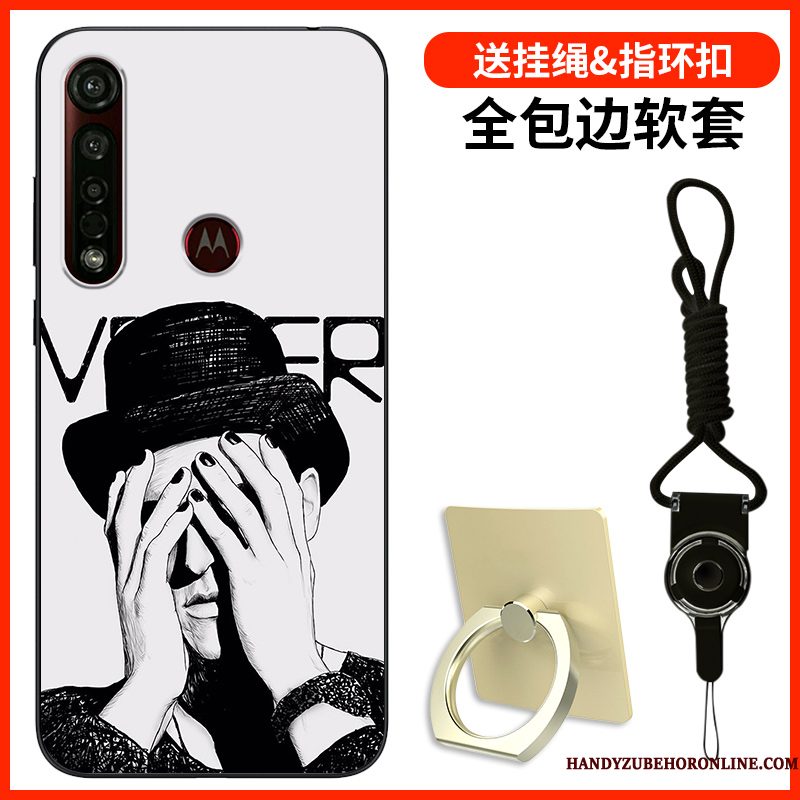 Hoesje Motorola One Macro Siliconen Zwarttelefoon, Hoes Motorola One Macro Bescherming Trendy Merk Anti-fall