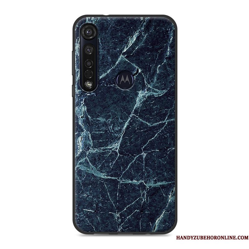 Hoesje Motorola One Macro Zacht Telefoon Eenvoudige, Hoes Motorola One Macro Siliconen Grote Donkerblauw