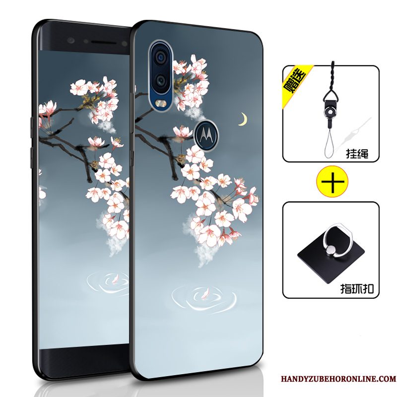 Hoesje Motorola One Vision Bescherming Telefoon Anti-fall, Hoes Motorola One Vision Zacht Donkerblauw