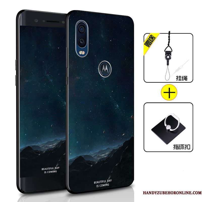 Hoesje Motorola One Vision Bescherming Telefoon Anti-fall, Hoes Motorola One Vision Zacht Donkerblauw