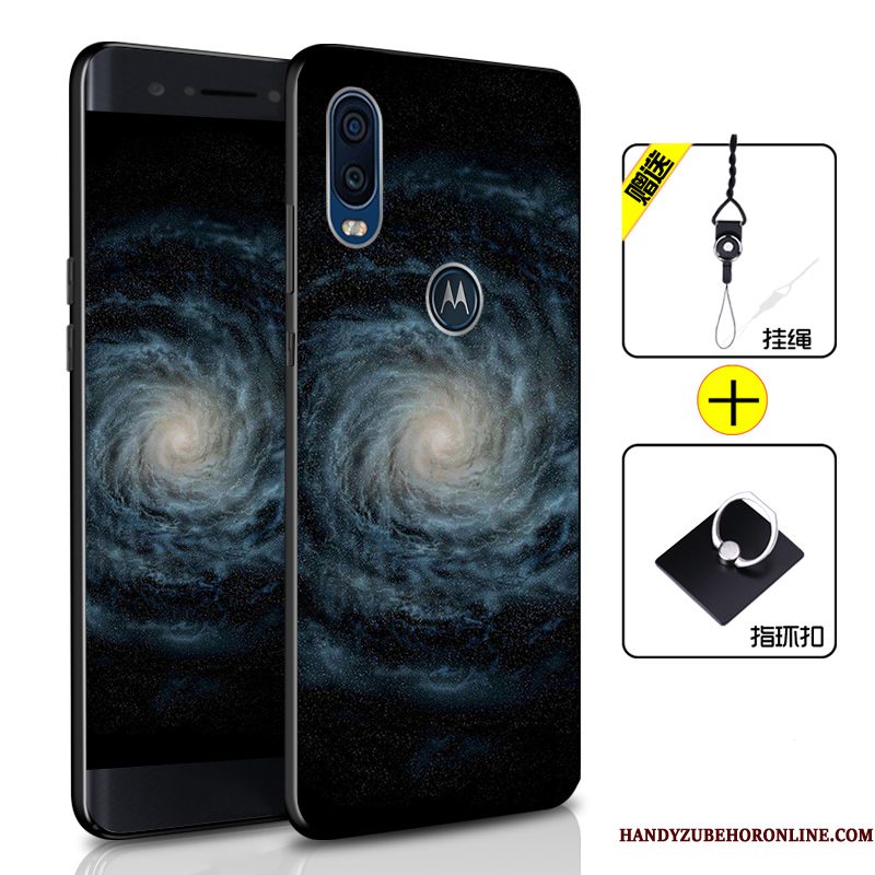 Hoesje Motorola One Vision Bescherming Telefoon Anti-fall, Hoes Motorola One Vision Zacht Donkerblauw