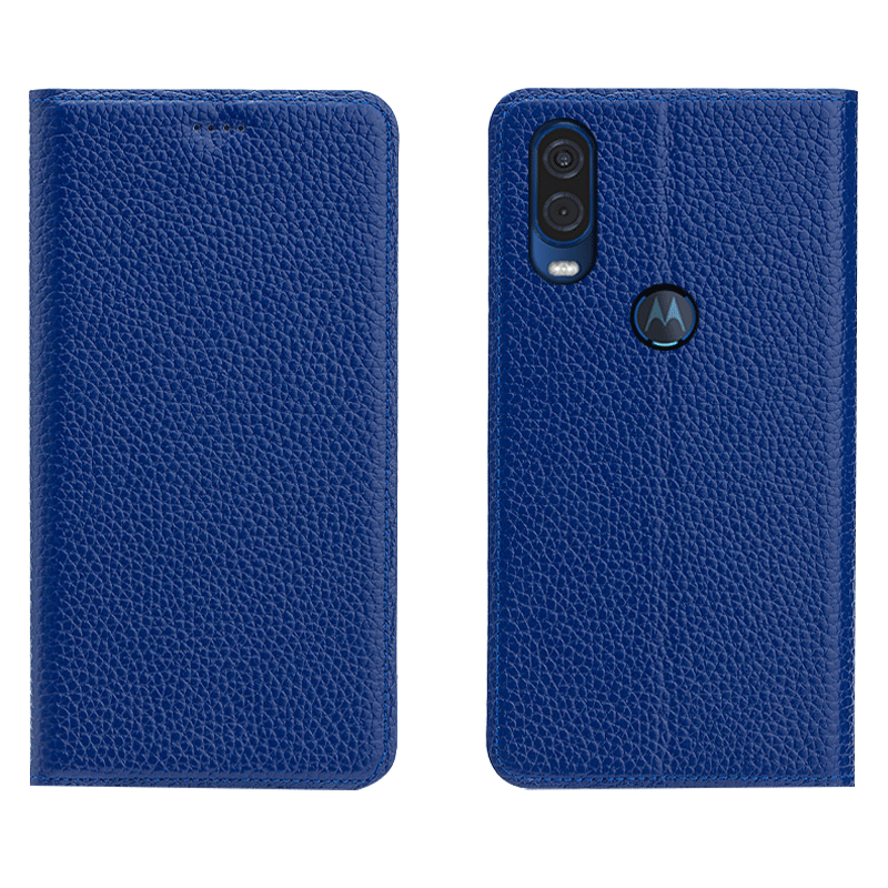 Hoesje Motorola One Vision Folio Blauw Soort Aziatische Vrucht, Hoes Motorola One Vision Zakken Telefoon Patroon