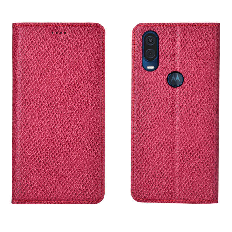 Hoesje Motorola One Vision Folio Telefoon Anti-fall, Hoes Motorola One Vision Zakken Donkerblauw Mesh