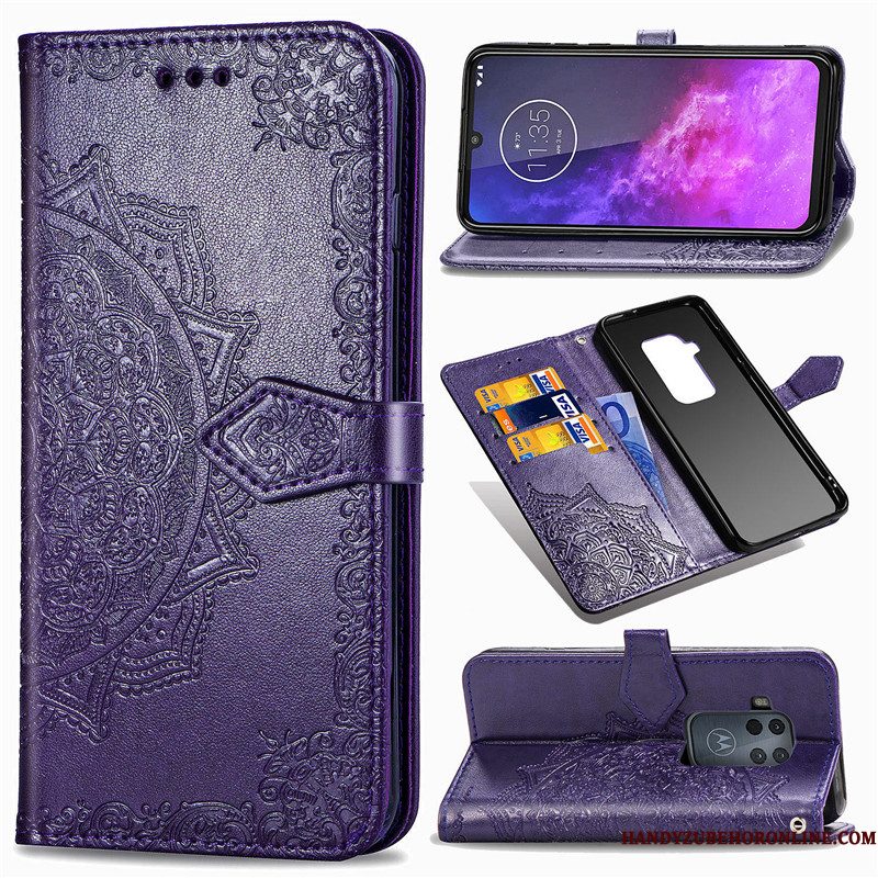 Hoesje Motorola One Zoom Reliëf Telefoon Zwart, Hoes Motorola One Zoom Bescherming Reliëf Hanger