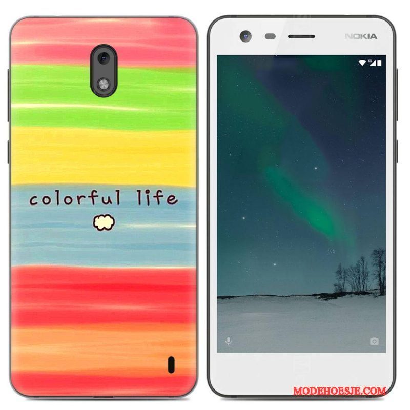 Hoesje Nokia 2 Siliconen Eenvoudige Pu, Hoes Nokia 2 Bescherming Geel Trend