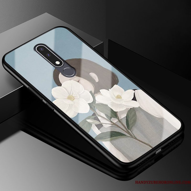 Hoesje Nokia 3.1 Plus Bescherming Telefoon Glas, Hoes Nokia 3.1 Plus Siliconen Roze Anti-fall