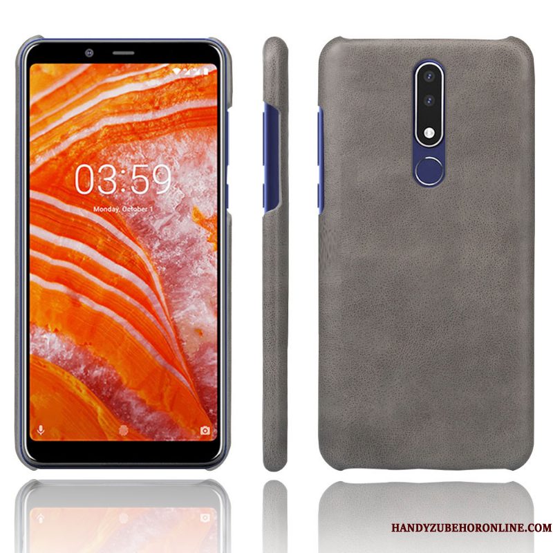 Hoesje Nokia 3.1 Plus Leer Patroontelefoon, Hoes Nokia 3.1 Plus Bescherming Effen Kleur