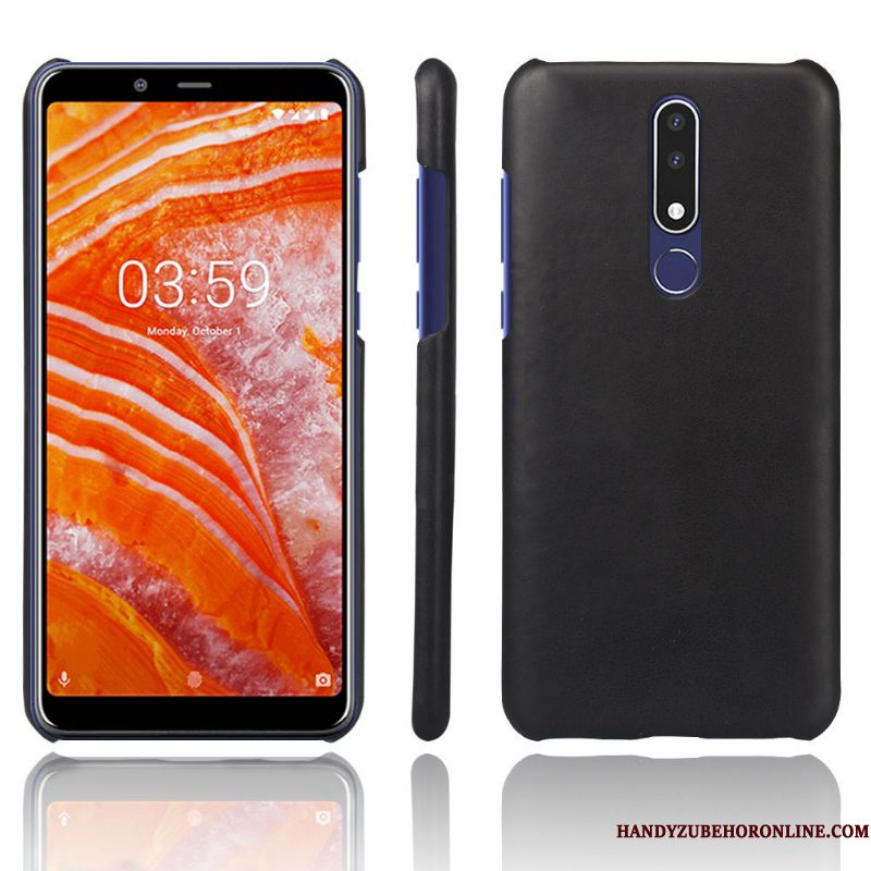 Hoesje Nokia 3.1 Plus Leer Patroontelefoon, Hoes Nokia 3.1 Plus Bescherming Effen Kleur