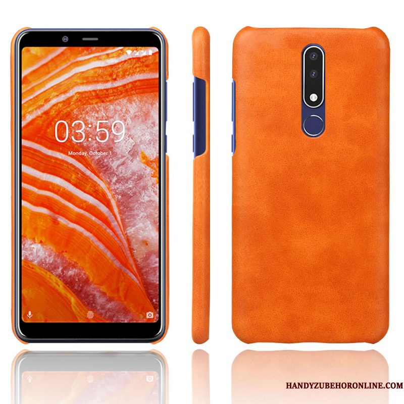 Hoesje Nokia 3.1 Plus Leer Patroontelefoon, Hoes Nokia 3.1 Plus Bescherming Effen Kleur