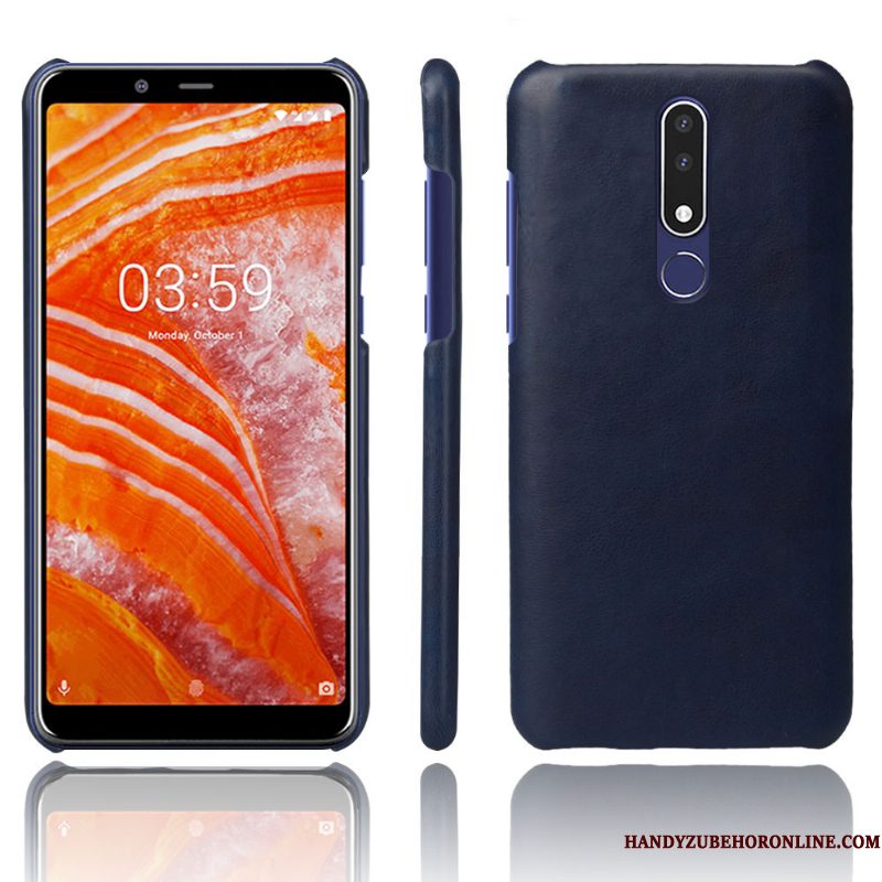 Hoesje Nokia 3.1 Plus Leer Patroontelefoon, Hoes Nokia 3.1 Plus Bescherming Effen Kleur