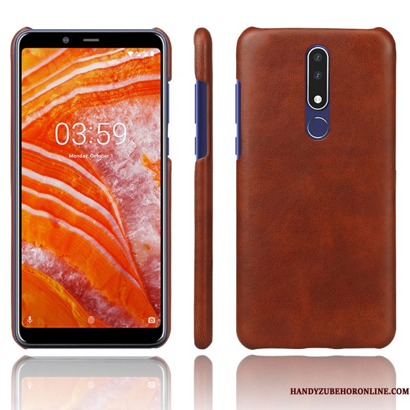 Hoesje Nokia 3.1 Plus Leer Patroontelefoon, Hoes Nokia 3.1 Plus Bescherming Effen Kleur