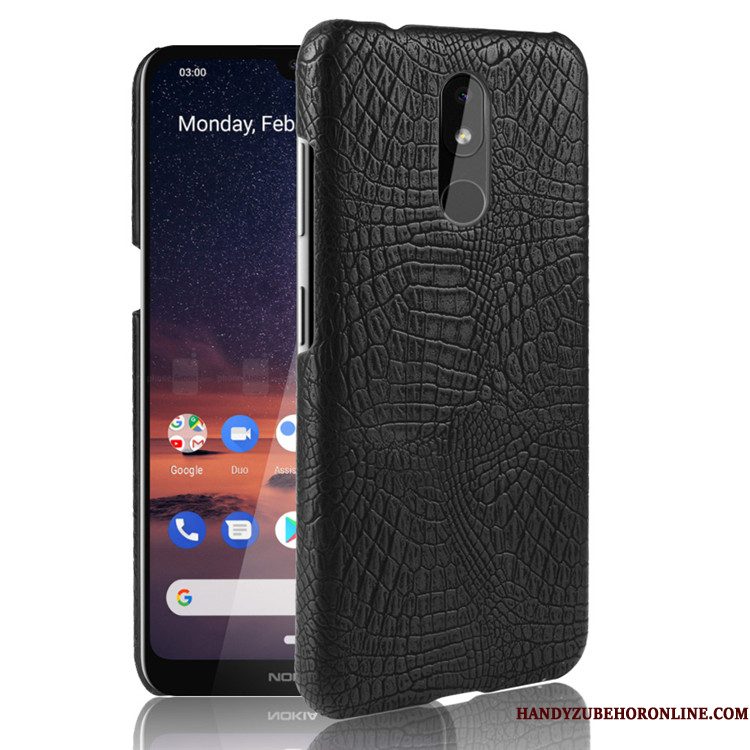 Hoesje Nokia 3.2 Leer Krokodillenleer Zwart, Hoes Nokia 3.2 Bescherming Anti-fall Hard