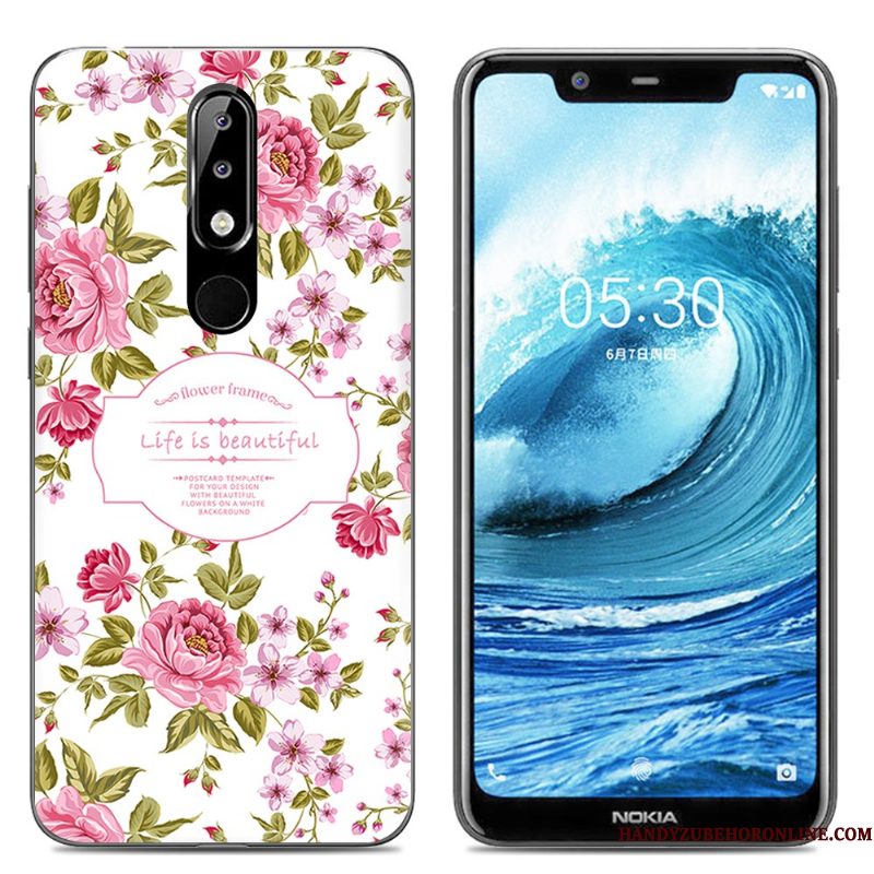 Hoesje Nokia 5.1 Plus Spotprent Doorzichtigtelefoon, Hoes Nokia 5.1 Plus Scheppend Roze