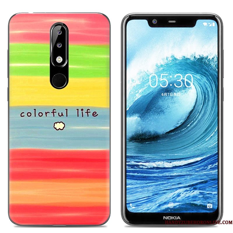 Hoesje Nokia 5.1 Plus Spotprent Doorzichtigtelefoon, Hoes Nokia 5.1 Plus Scheppend Roze