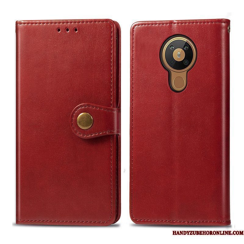 Hoesje Nokia 5.3 Bescherming Eenvoudige Effen Kleur, Hoes Nokia 5.3 Leer Telefoon Hanger