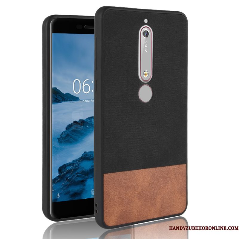 Hoesje Nokia 6.1 Zacht Telefoon Gemengde Kleuren, Hoes Nokia 6.1 Leer Rood Denim