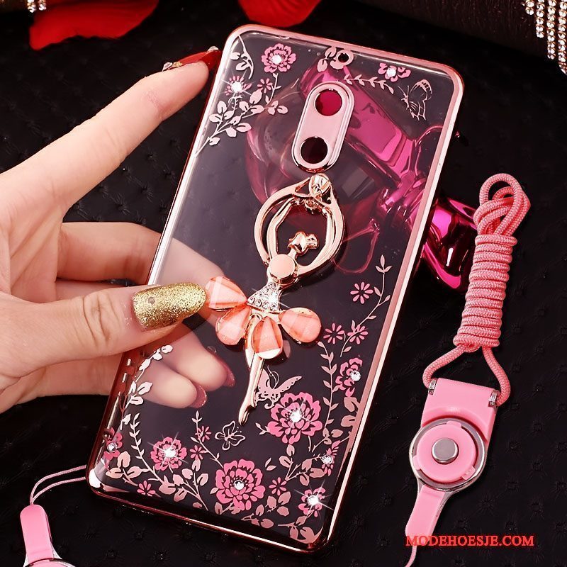 Hoesje Nokia 6 Scheppend Telefoon Ring, Hoes Nokia 6 Strass Trend Roze