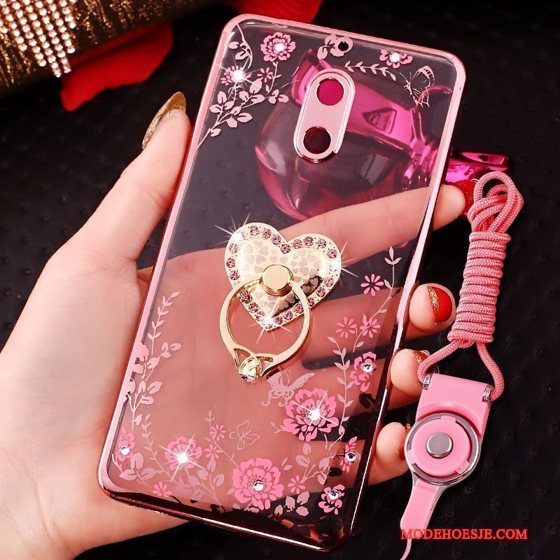 Hoesje Nokia 6 Scheppend Telefoon Ring, Hoes Nokia 6 Strass Trend Roze