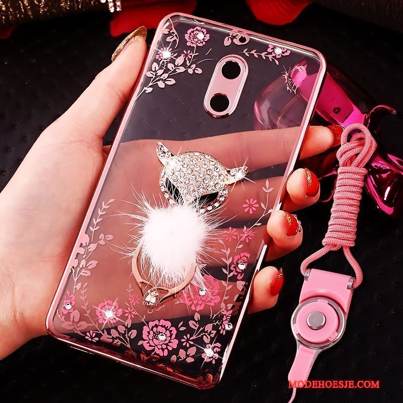 Hoesje Nokia 6 Scheppend Telefoon Ring, Hoes Nokia 6 Strass Trend Roze