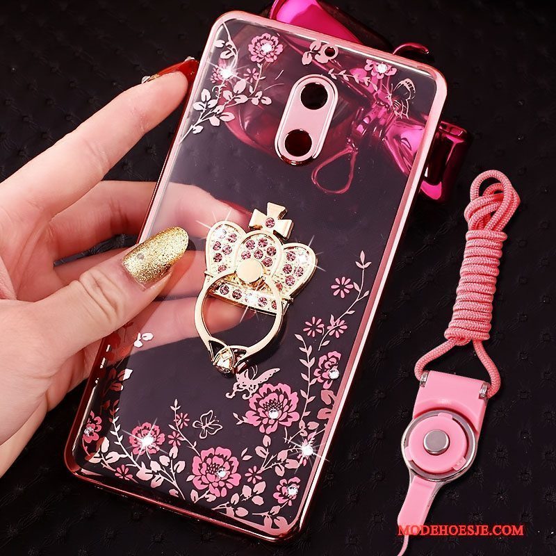 Hoesje Nokia 6 Scheppend Telefoon Ring, Hoes Nokia 6 Strass Trend Roze