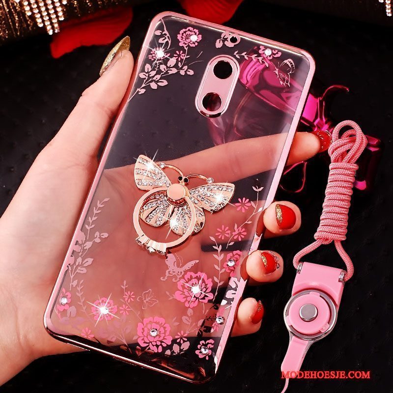 Hoesje Nokia 6 Scheppend Telefoon Ring, Hoes Nokia 6 Strass Trend Roze