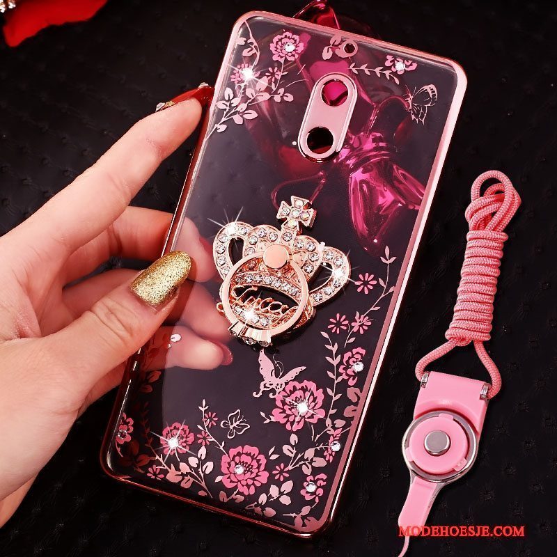 Hoesje Nokia 6 Scheppend Telefoon Ring, Hoes Nokia 6 Strass Trend Roze