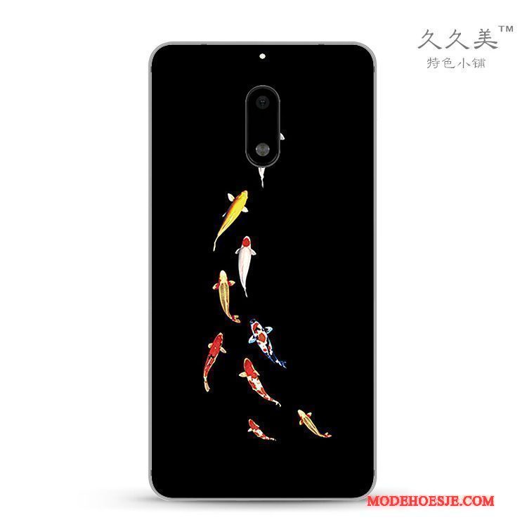 Hoesje Nokia 6 Siliconen Telefoon Chinese Stijl, Hoes Nokia 6 Zacht Anti-fall Zwart