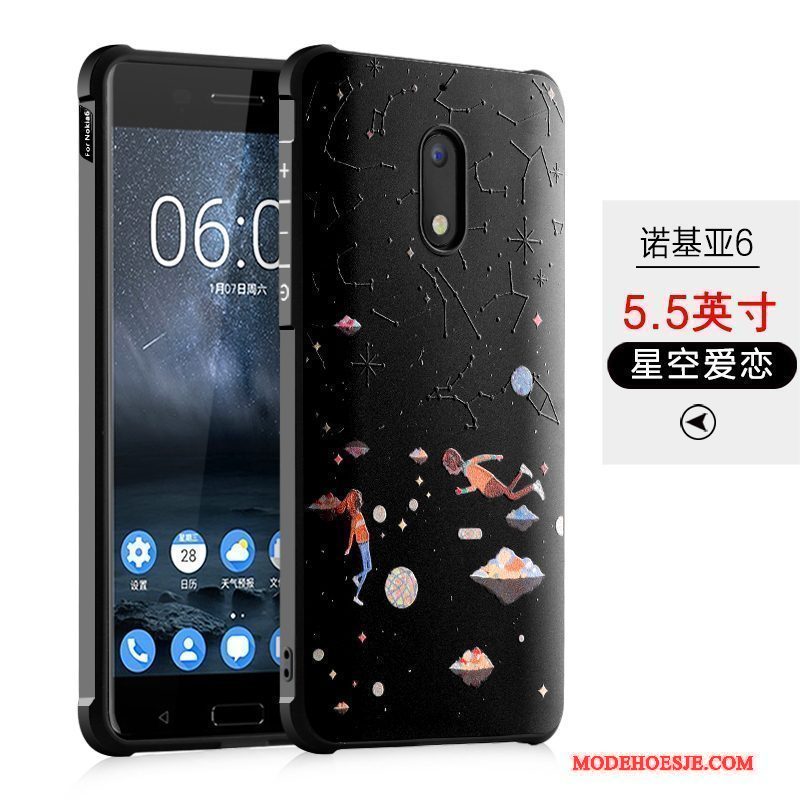 Hoesje Nokia 6 Siliconen Telefoon Trend, Hoes Nokia 6 Zacht Zwart Anti-fall