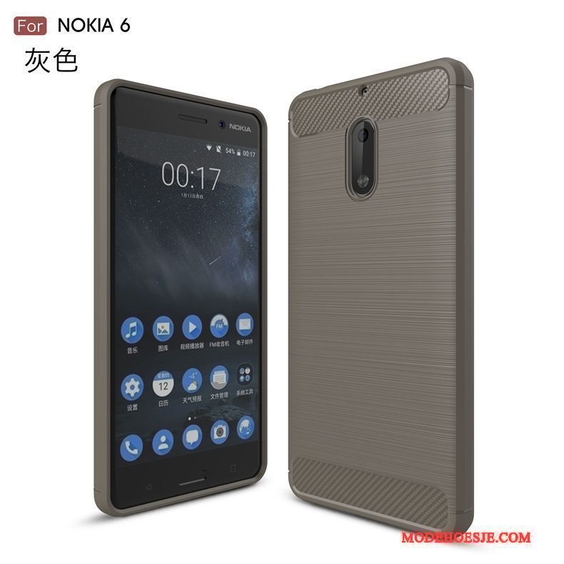 Hoesje Nokia 6 Zacht Telefoon Anti-fall, Hoes Nokia 6 Siliconen Zijde Fiber