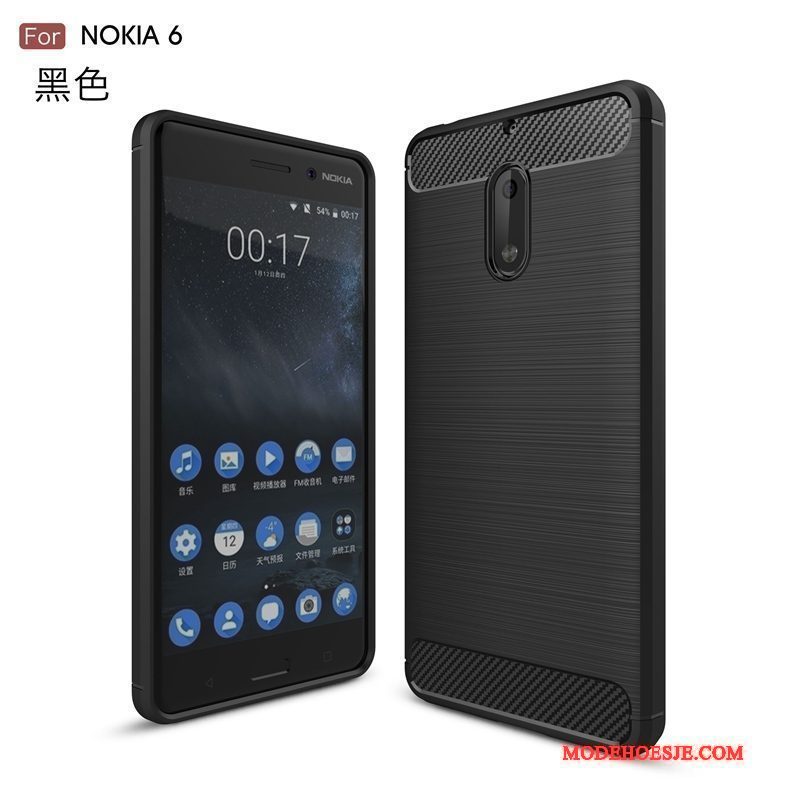 Hoesje Nokia 6 Zacht Telefoon Anti-fall, Hoes Nokia 6 Siliconen Zijde Fiber