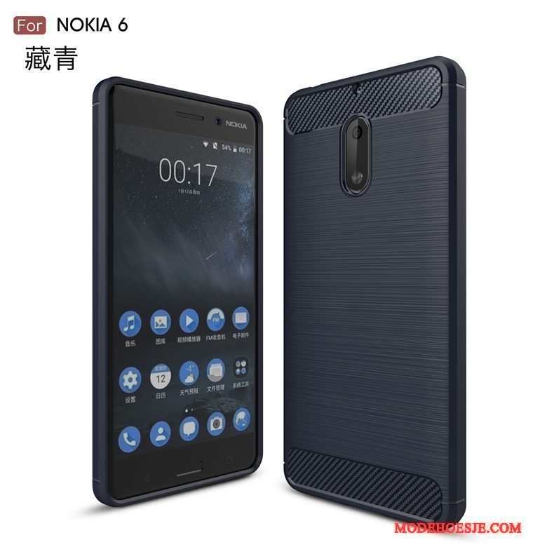 Hoesje Nokia 6 Zacht Telefoon Anti-fall, Hoes Nokia 6 Siliconen Zijde Fiber