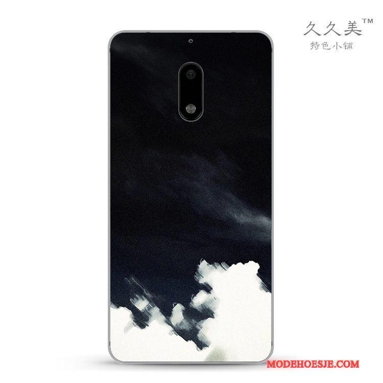 Hoesje Nokia 6 Zakken Abstract Landschap, Hoes Nokia 6 Scheppend Bedrijf Zwart