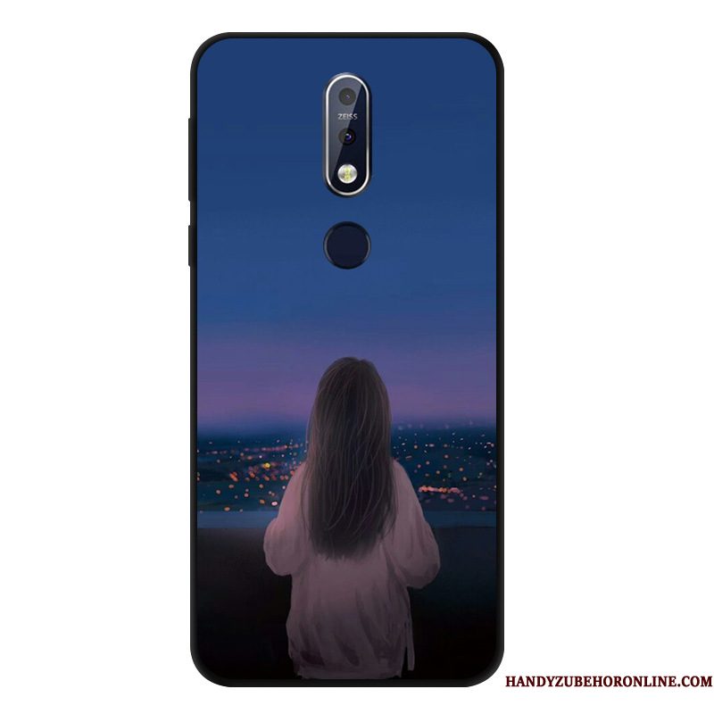 Hoesje Nokia 7.1 Zacht Anti-falltelefoon, Hoes Nokia 7.1 Bescherming Wind Zwart