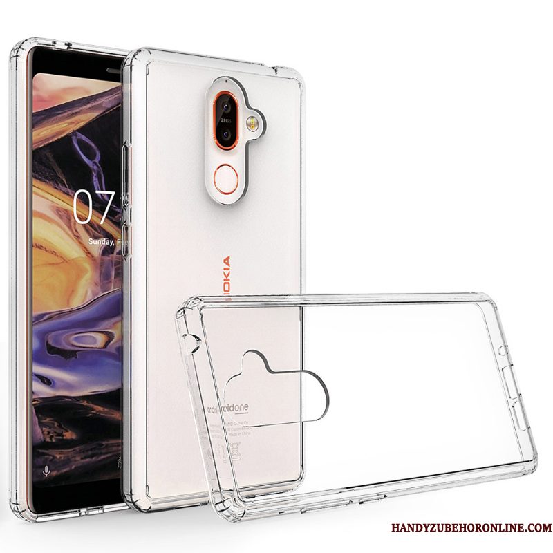 Hoesje Nokia 7 Plus Bescherming Zwart Doorzichtig, Hoes Nokia 7 Plus Anti-falltelefoon