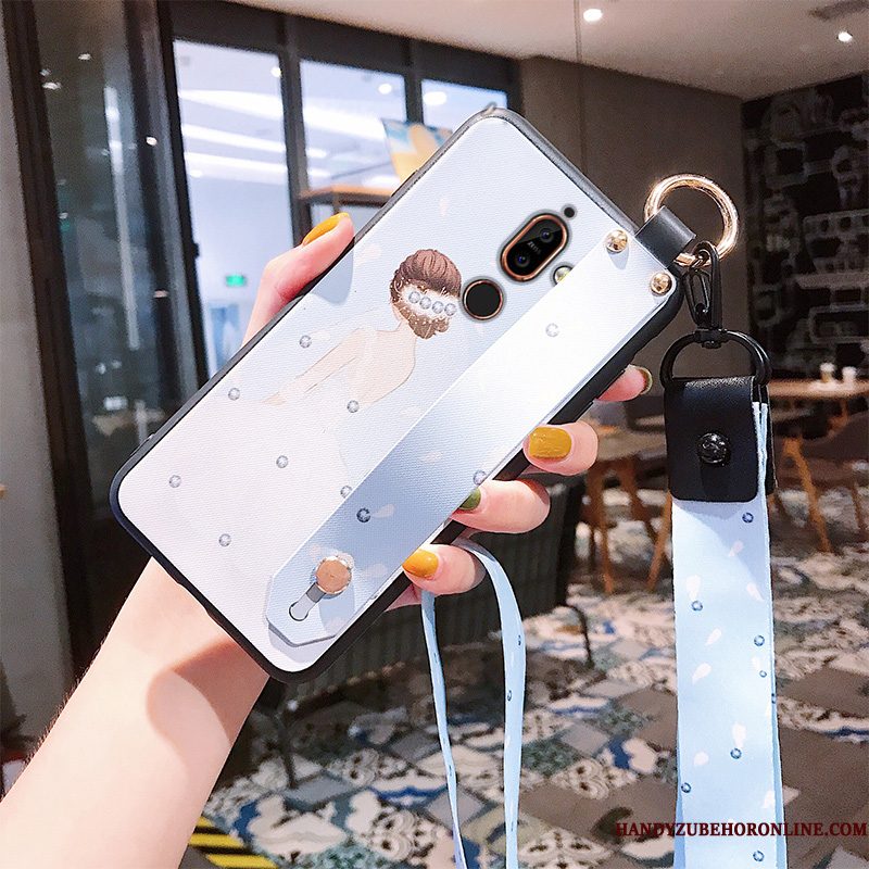 Hoesje Nokia 7 Plus Pu Anti-fall, Hoes Nokia 7 Plus Chinese Stijl Hanger
