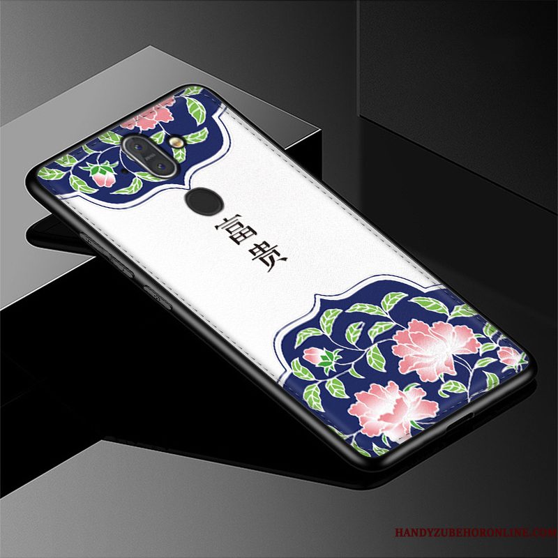 Hoesje Nokia 7 Plus Scheppend Chinese Stijl Anti-fall, Hoes Nokia 7 Plus Reliëf Groen Patroon