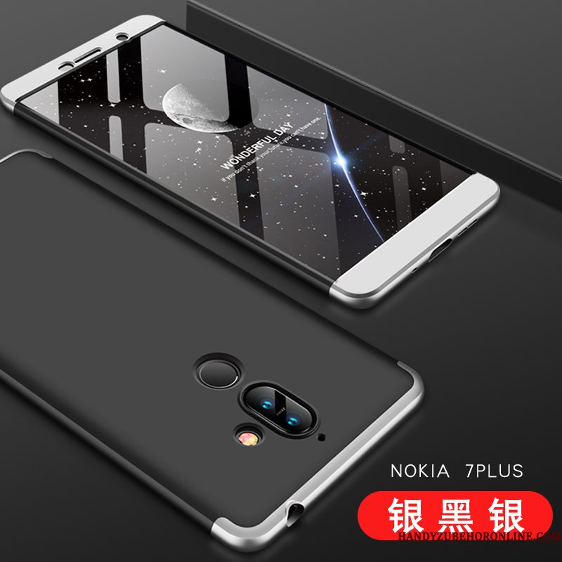 Hoesje Nokia 7 Plus Zacht Zilver Schrobben, Hoes Nokia 7 Plus Zakken Telefoon Hard