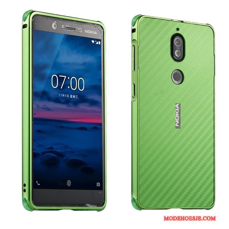 Hoesje Nokia 7 Zakken Anti-fall Groen, Hoes Nokia 7 Scheppend Achterkleptelefoon