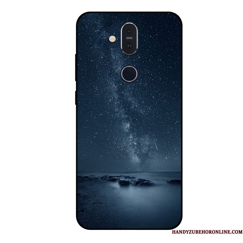 Hoesje Nokia 8.1 Bescherming Purpertelefoon, Hoes Nokia 8.1 Zacht Sterrenhemel Anti-fall